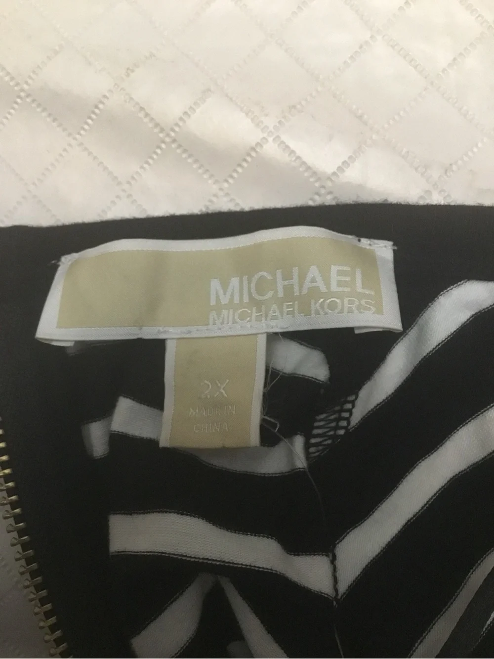 Michael Kors Black and White Striped Dress